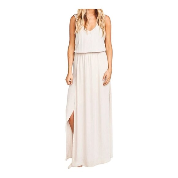 Show Me Your Mumu Kendall Maxi Dress in Dusty Blush Crisp - Size S - Picture 1 of 9